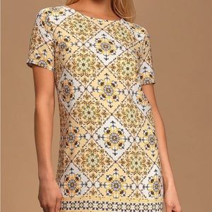 Lulu’s Dandy Lion Yellow Print Shift Dress